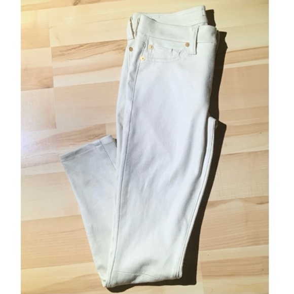 7 FOR ALL MANKIND SKINNY CREAM FAUX SUEDE PANTS SIZE 26 - Picture 11 of 15